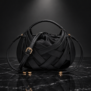 Faux-Leather Drawstring Handbag