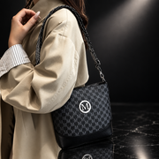 M Badge Multi-Pocket Faux-Leather Crossbody Bag
