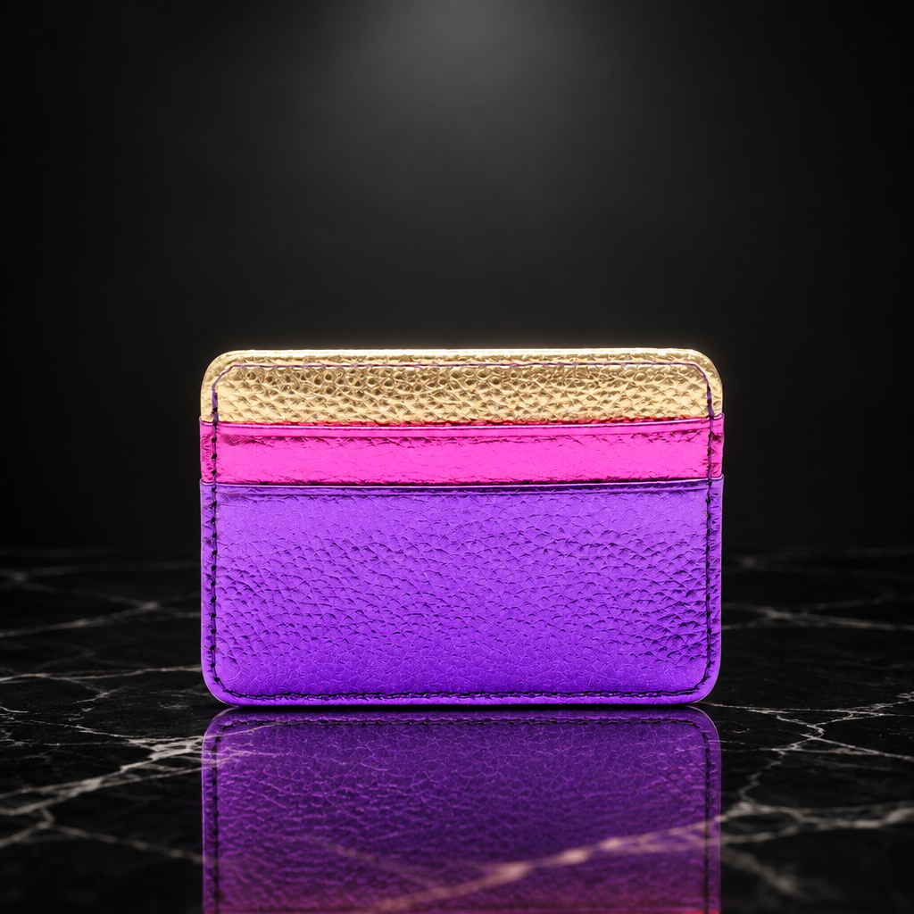 Faux Leather Metallic RFID-Blocking Wallet