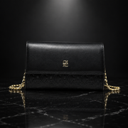 Faux Leather Chain-Strap Clutch Bag