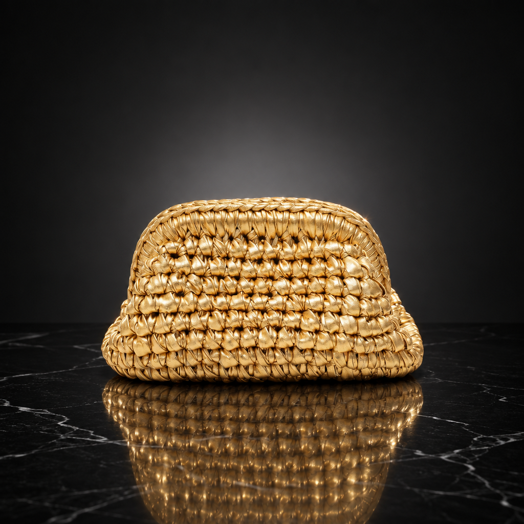 Woven Metallic Clutch Bag
