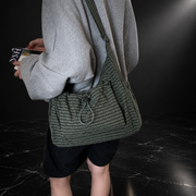 Plaid Drawstring Commuter Shoulder Bag