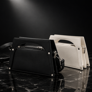 Metal-Frame Buckle Faux-Leather Top-Handle Bag