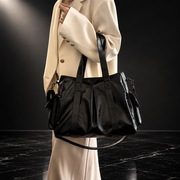 Retro Faux-Leather Tote with Adjustable Strap