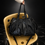 Retro Faux-Leather Tote with Adjustable Strap