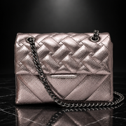 Quilted Metallic Flap Shoulder Bag