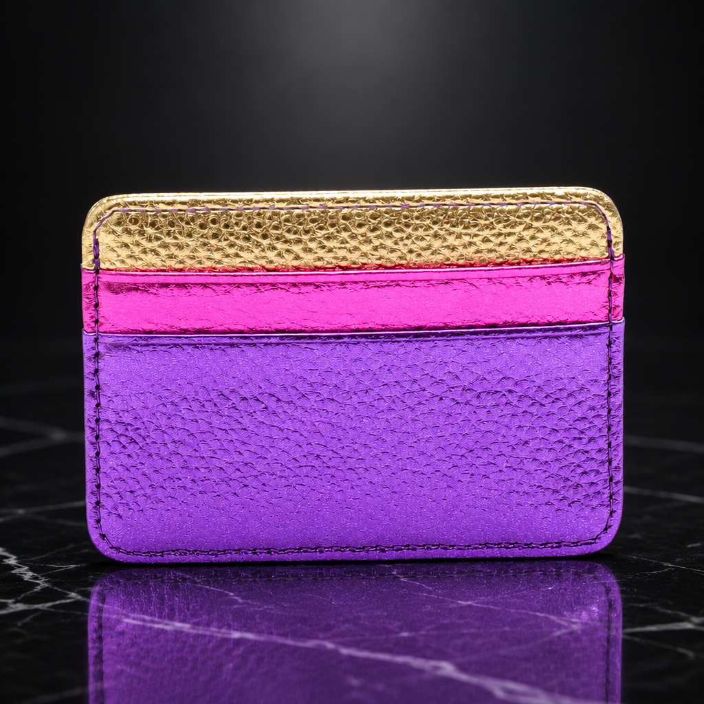 Faux Leather Metallic RFID-Blocking Wallet