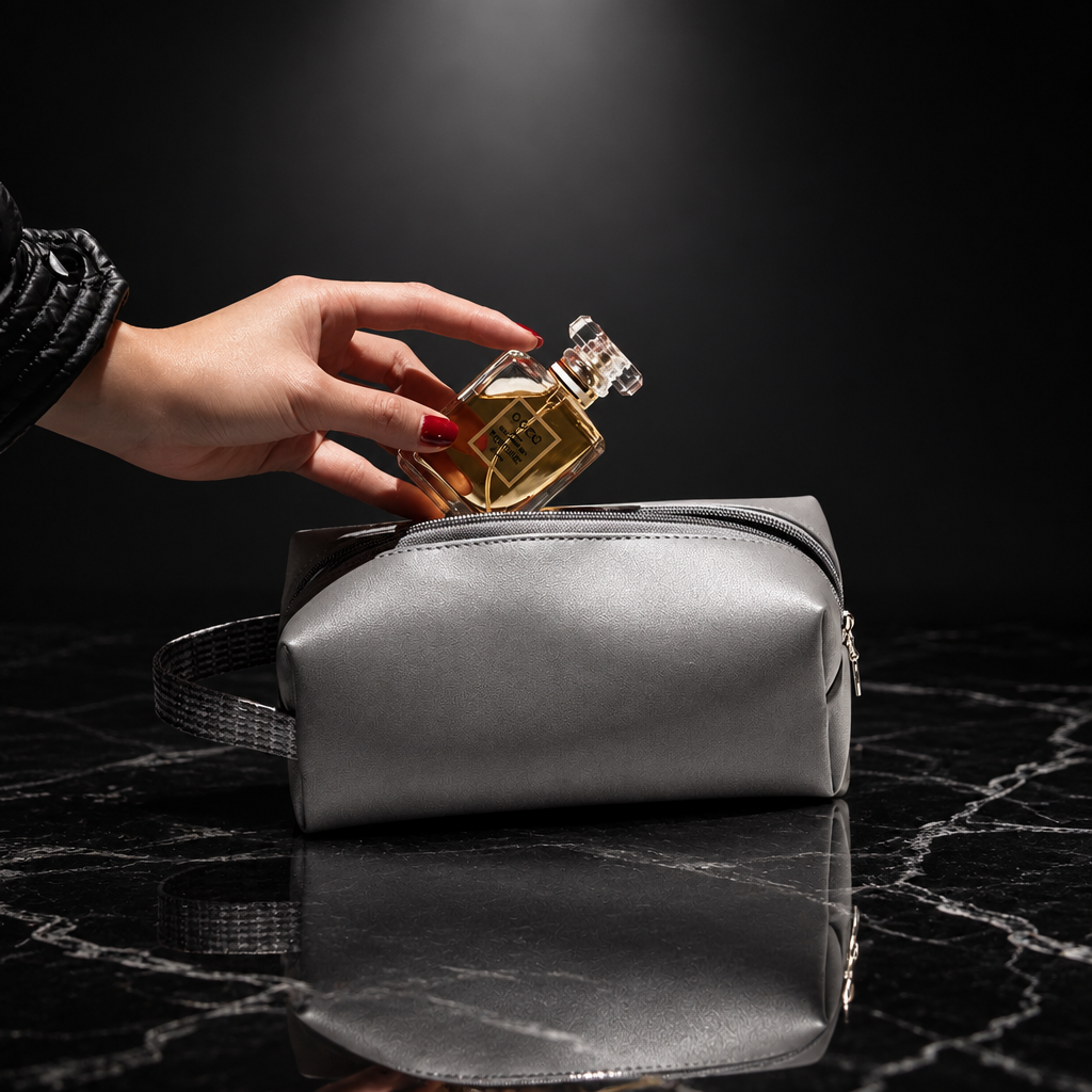 Faux Leather Travel Wash and Cosmetic Bag