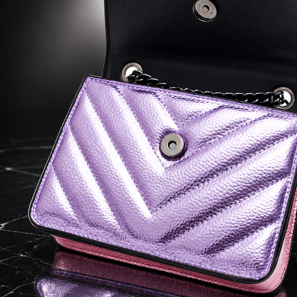 Metallic Patchwork Quilted Crossbody Bag