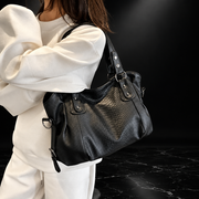Textured Faux-Leather Convertible Bag with Zip Top