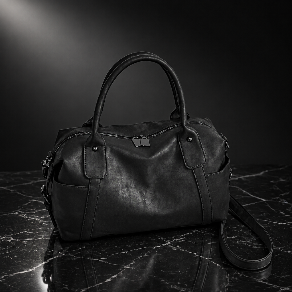 Ruched Bowling-Shape Vintage Tote