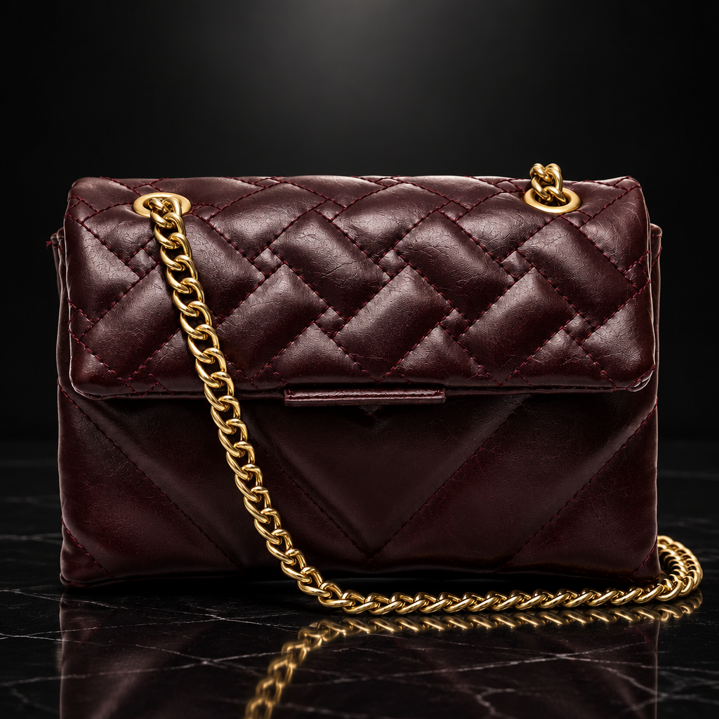 Quilted Metallic Flap Shoulder Bag
