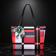 Plaid Print Large Capacity Tote Bag