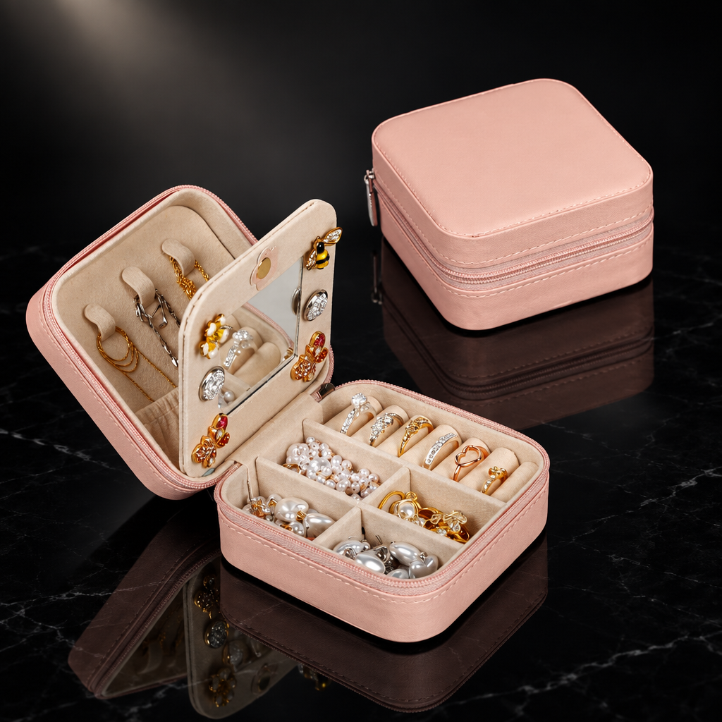 Portable Leather Jewelry Box