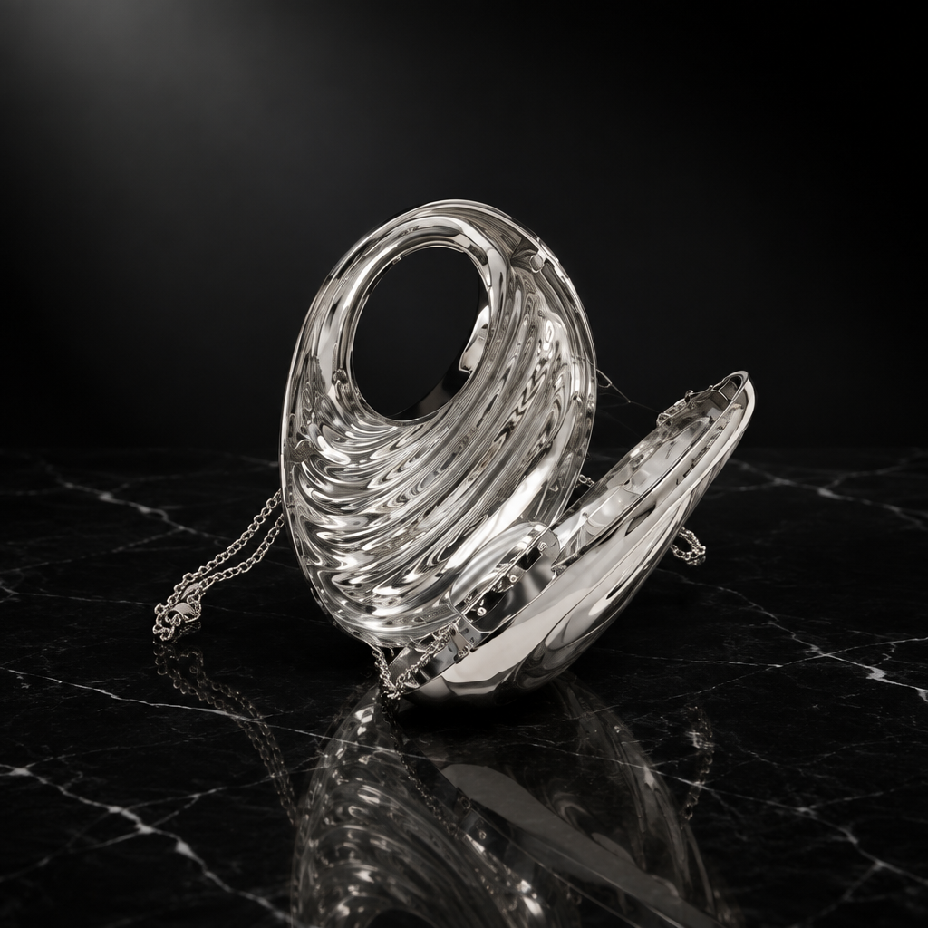 Glossy Shell-Shaped Chain Clutch