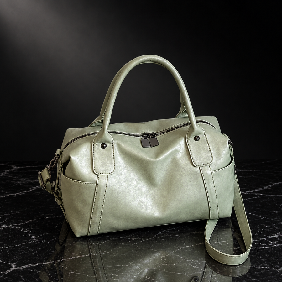 Ruched Bowling-Shape Vintage Tote