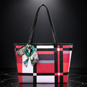 Plaid Print Large Capacity Tote Bag
