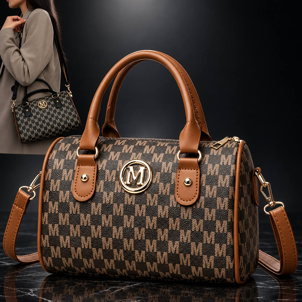 Faux Leather Alphabet Crossbody Bag