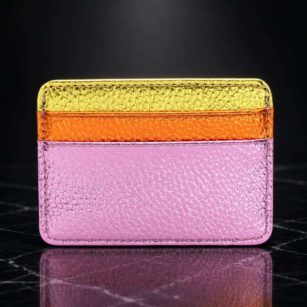 Faux Leather Metallic RFID-Blocking Wallet