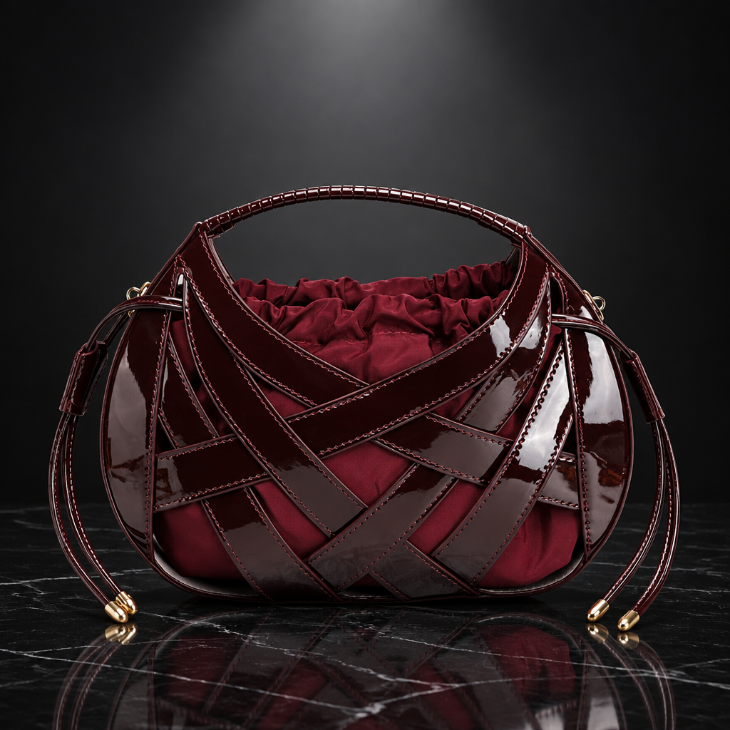 Faux-Leather Drawstring Handbag