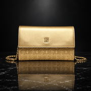Faux Leather Chain-Strap Clutch Bag