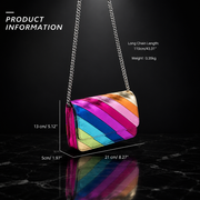 Rainbow Stripe Faux Leather Flap Shoulder Bag