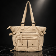 Vegan Leather Vintage Washed Tote Bag