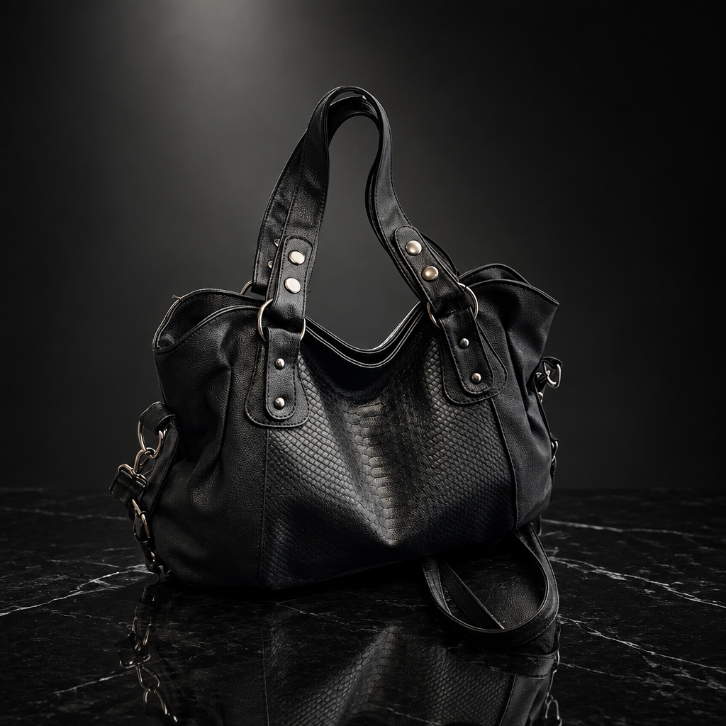 Textured Faux-Leather Convertible Bag with Zip Top