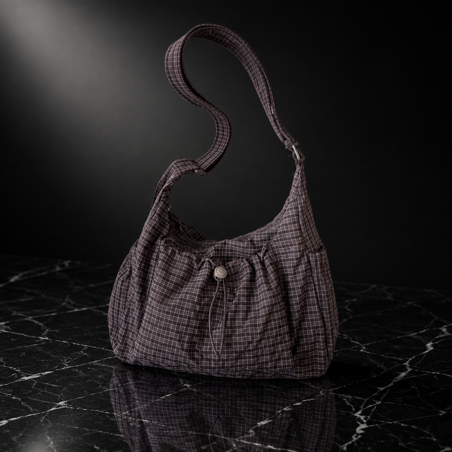 Plaid Drawstring Commuter Shoulder Bag