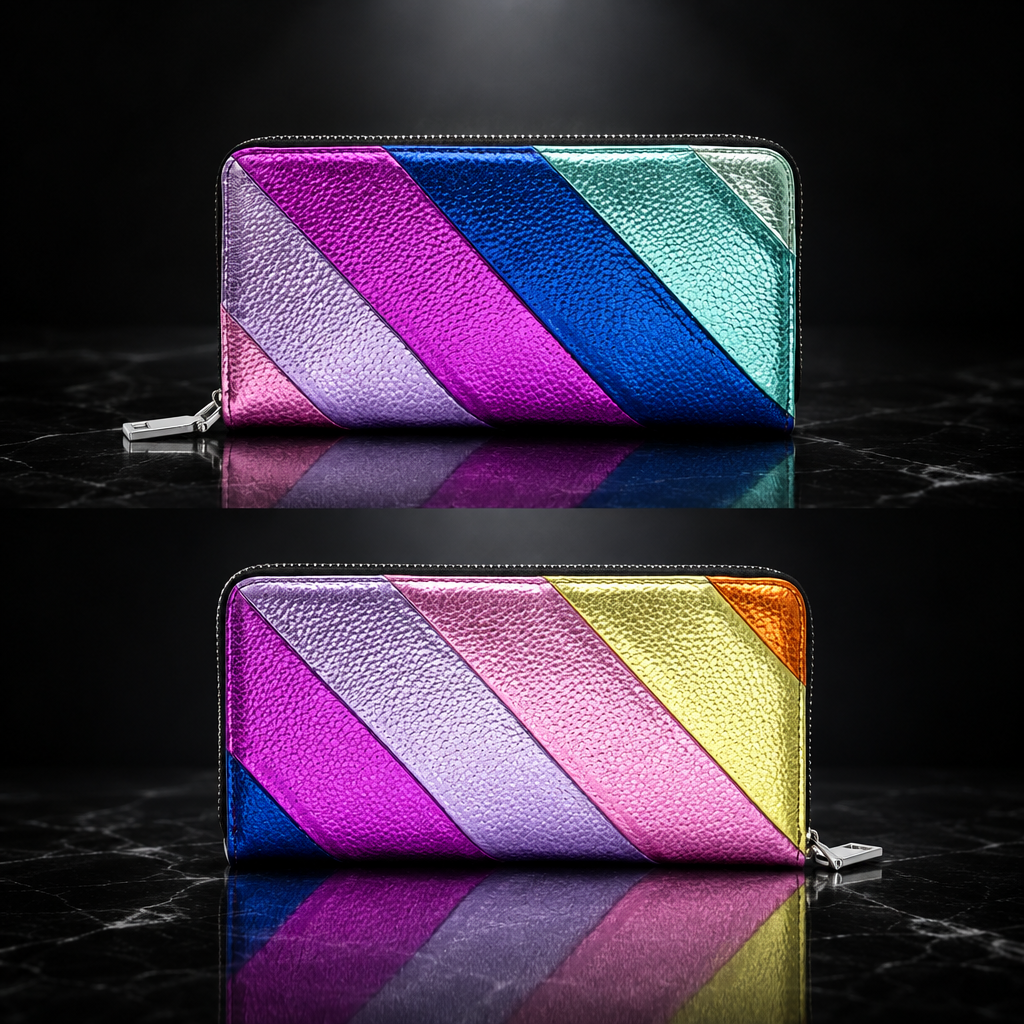 Metallic Striped Phone Wallet
