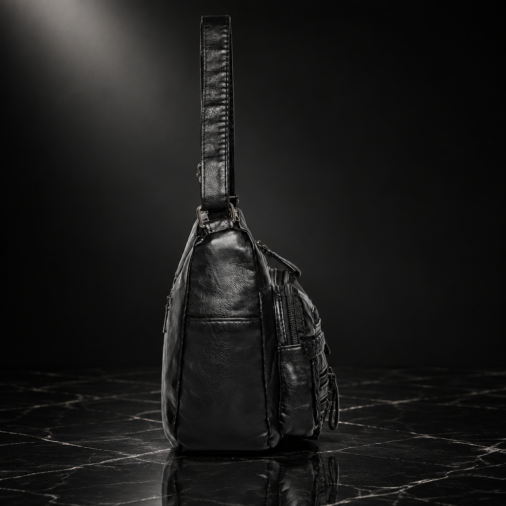 Multi Pockets Faux Leather Shoulder Bag