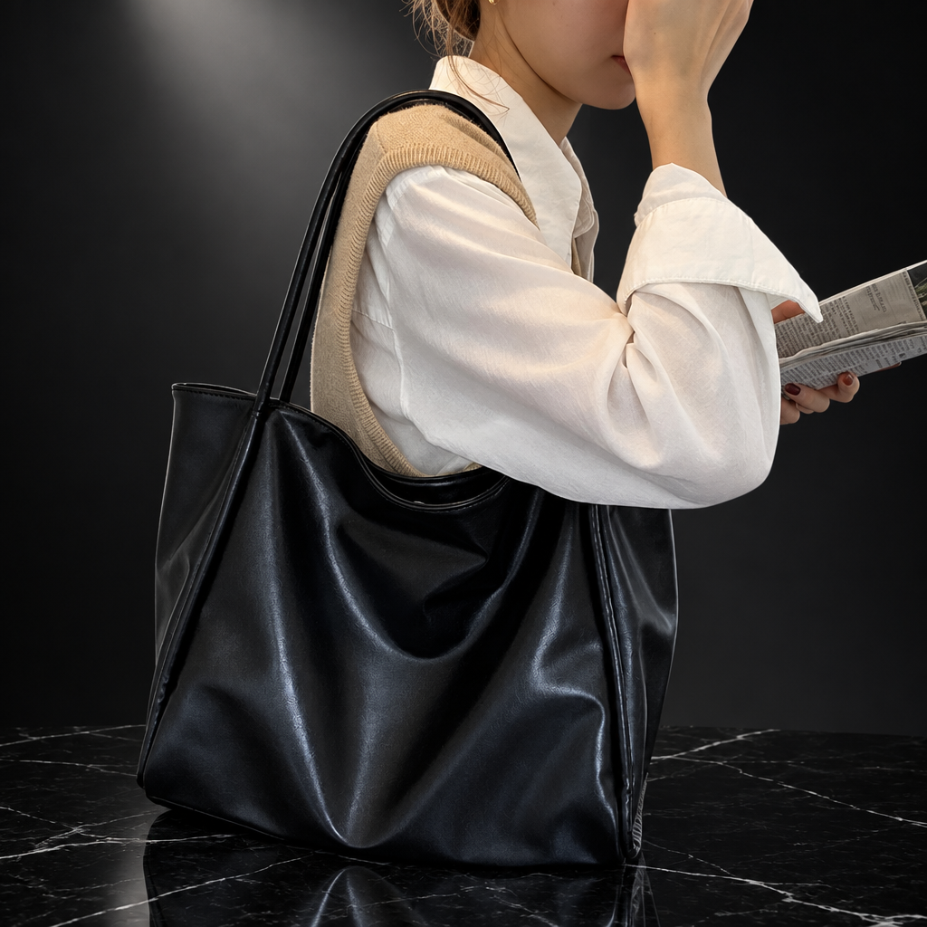 Open-Top Commuter Tote with Phone Pockets