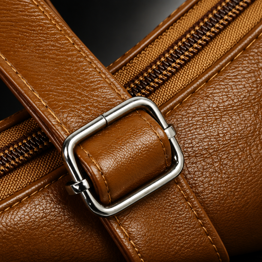 Multi Pockets Faux Leather Shoulder Bag