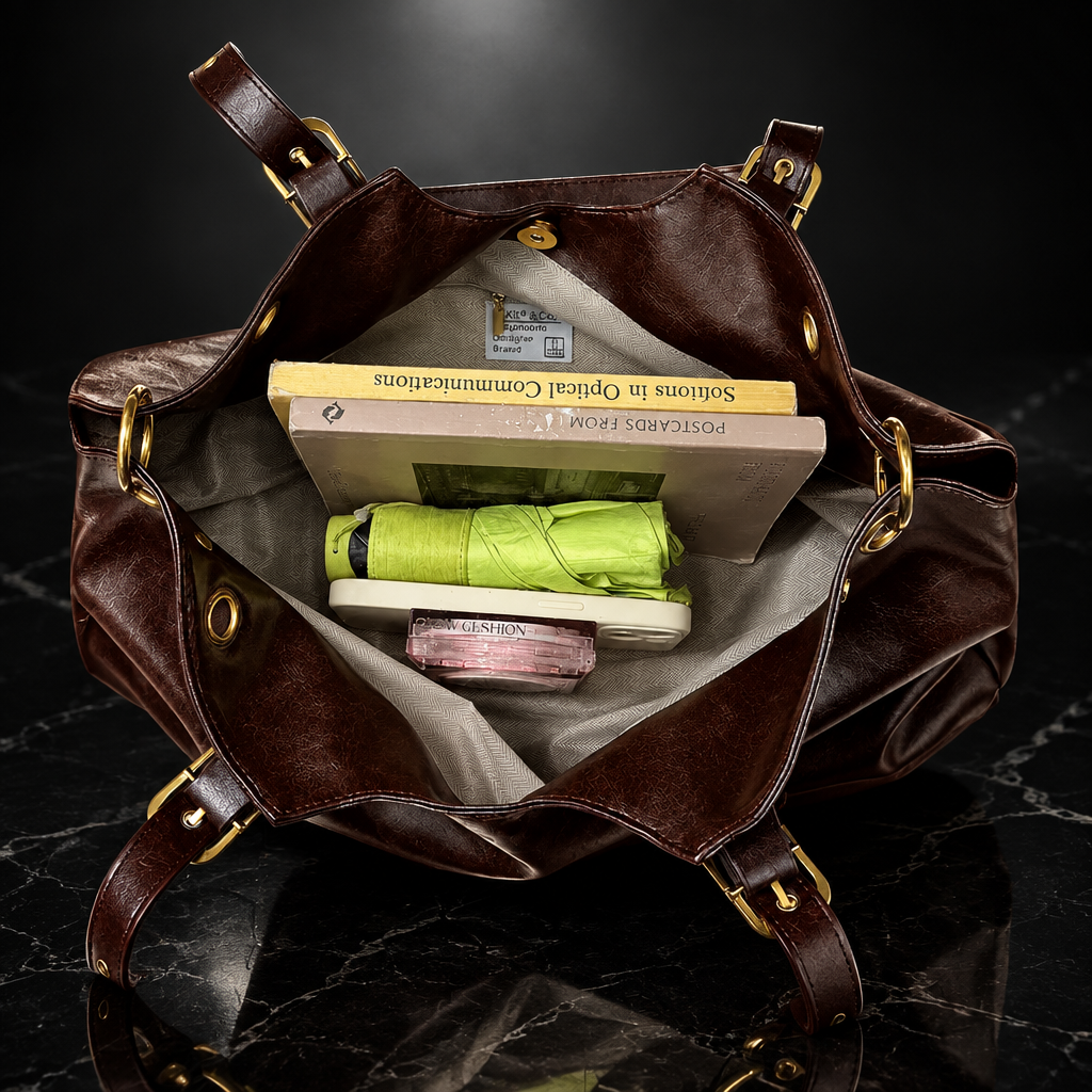 Wax Finish Faux-Leather Vintage Tote
