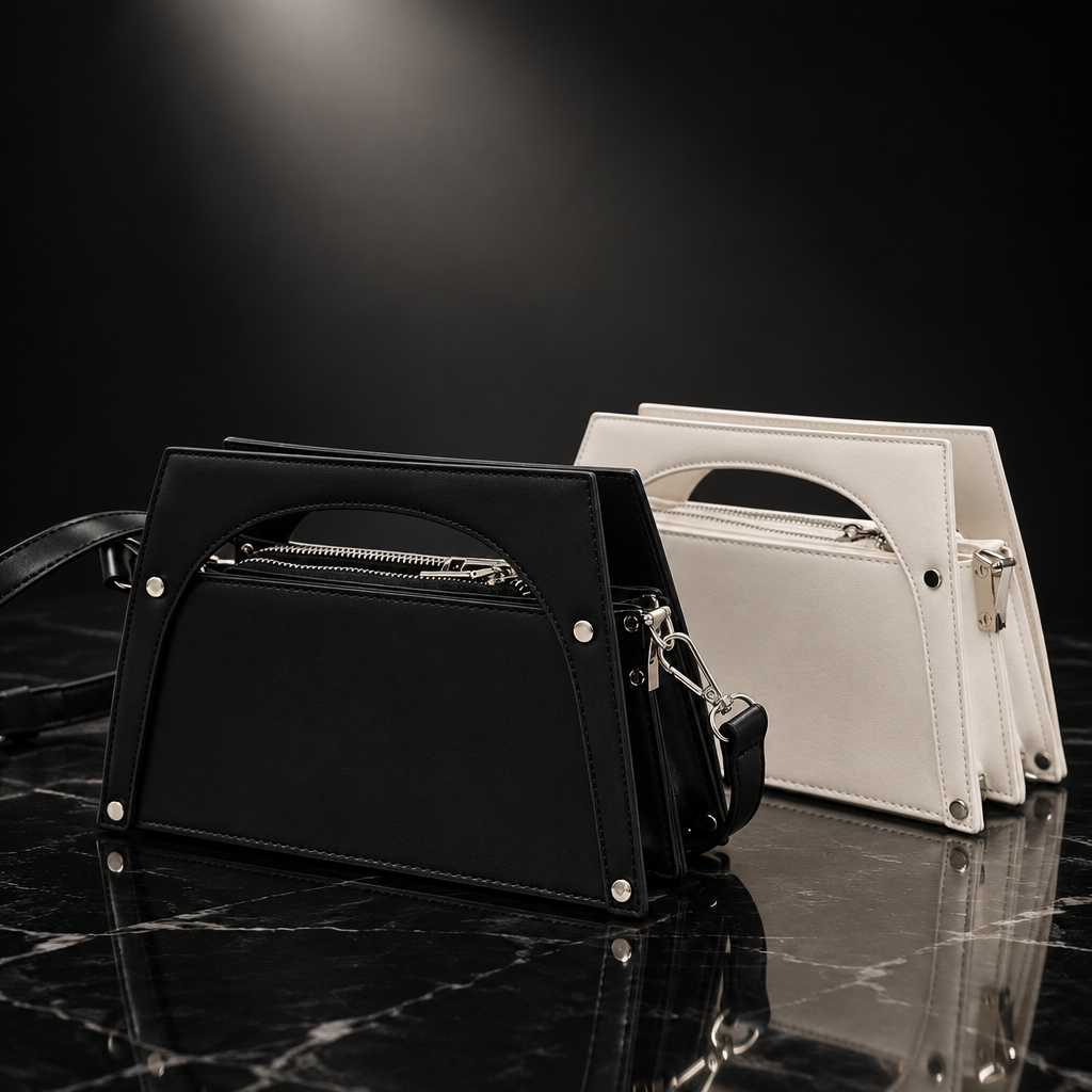 Metal-Frame Buckle Faux-Leather Top-Handle Bag