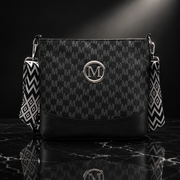 M Badge Multi-Pocket Faux-Leather Crossbody Bag