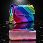 Metallic Rainbow Stripe Square Crossbody Bag