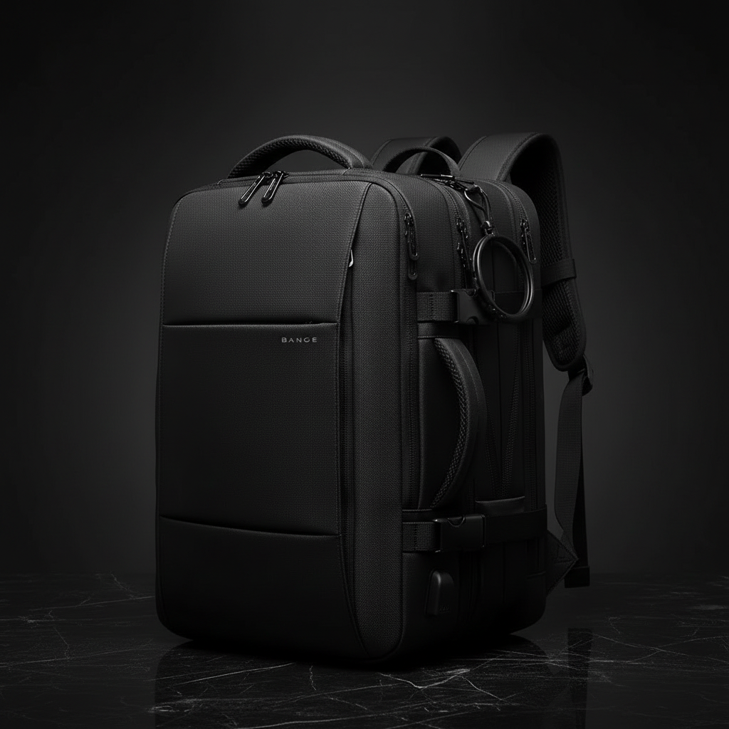 Black Weekender Carry-On Travel Backpack front three-quarter view