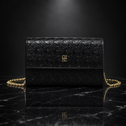 Faux Leather Chain-Strap Clutch Bag