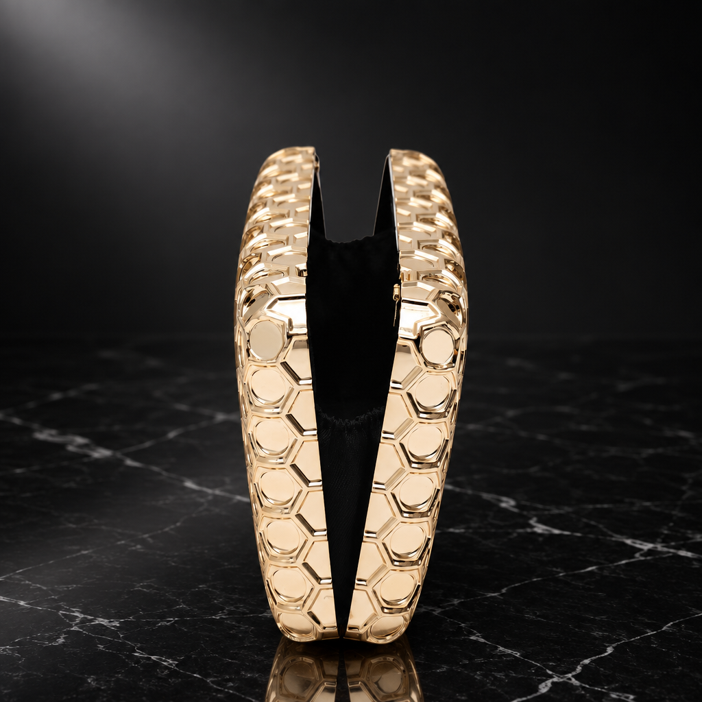 Gold Honeycomb Evening Minaudiere