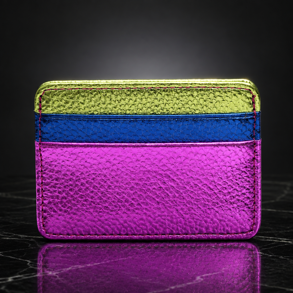 Faux Leather Metallic RFID-Blocking Wallet