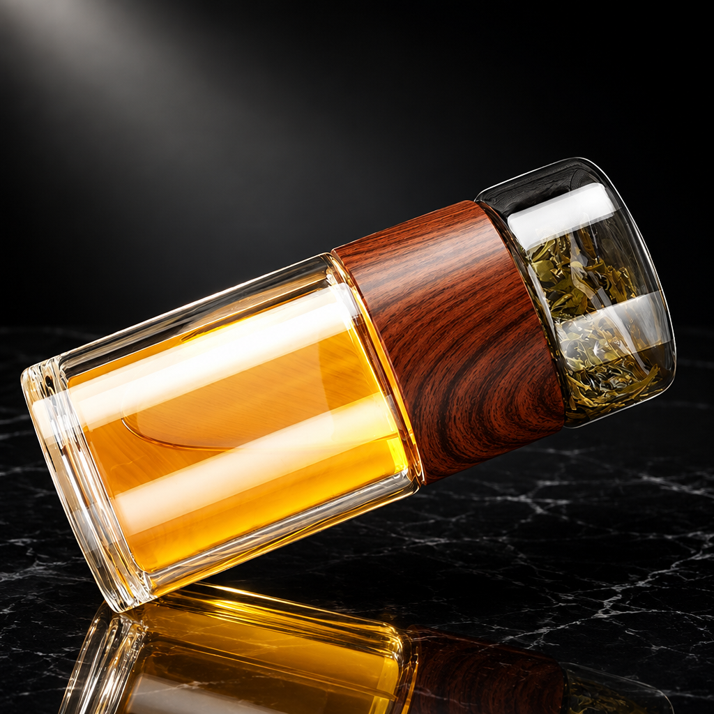 230ml Double-Wall Glass Travel Tea Mug