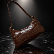 Croc-Embossed Faux-Leather Underarm Bag