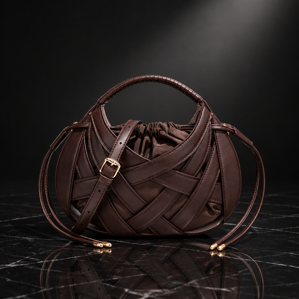 Faux-Leather Drawstring Handbag