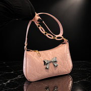 Bow Faux Leather Shoulder Bag