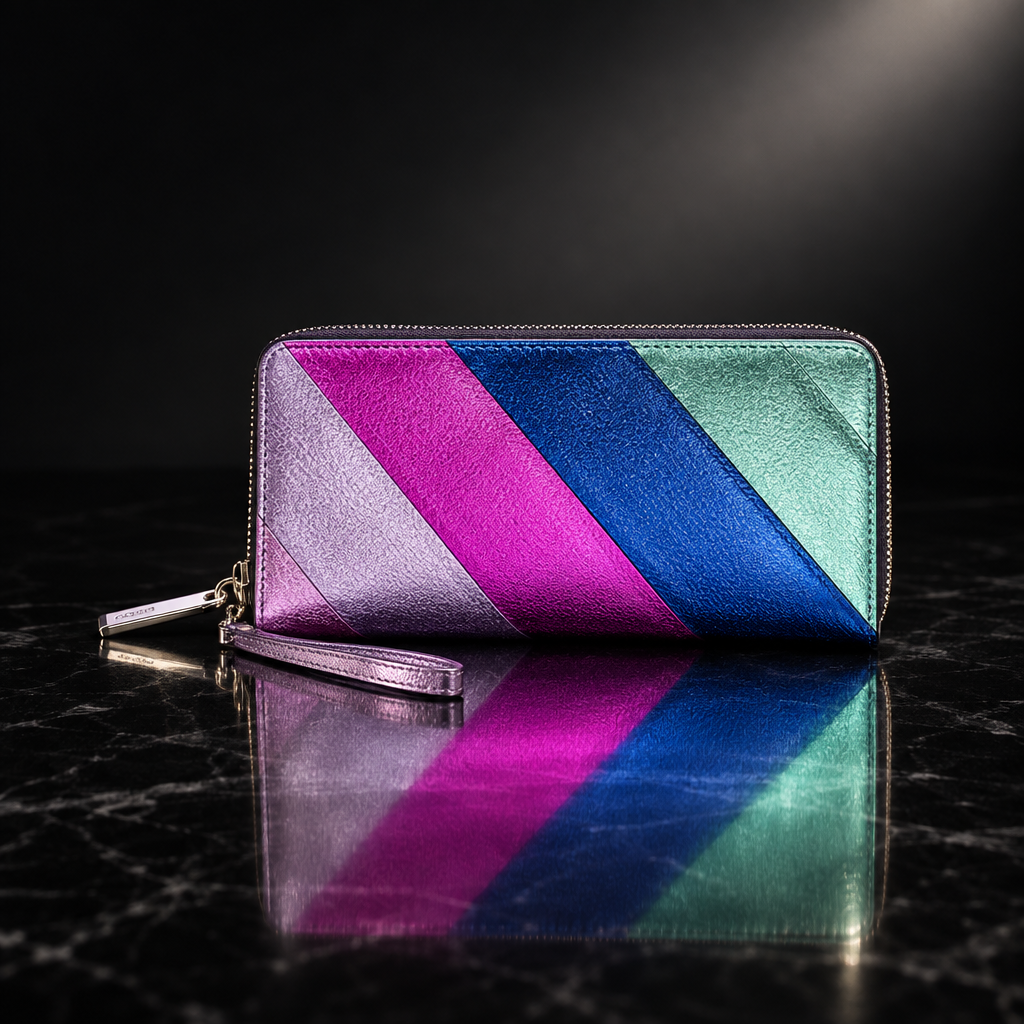 Metallic Striped Phone Wallet