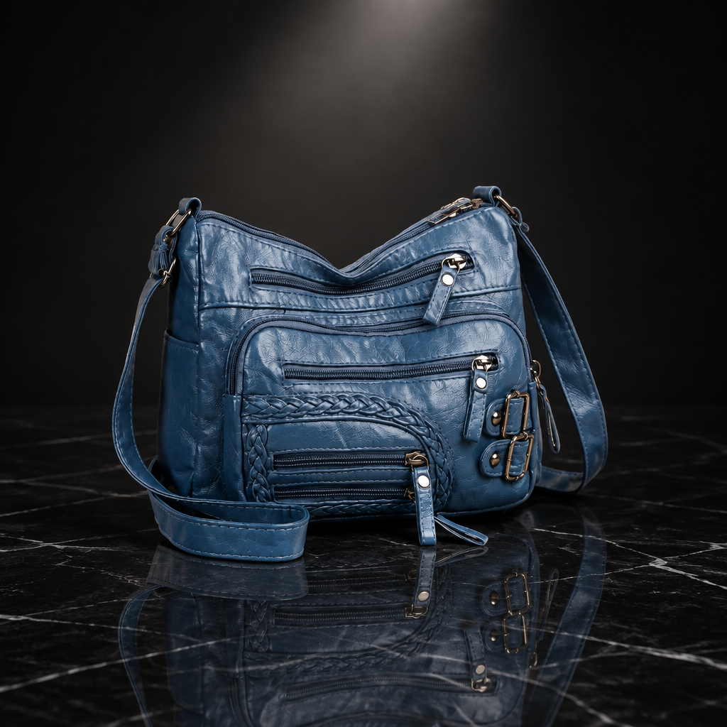 Multi Pockets Faux Leather Shoulder Bag