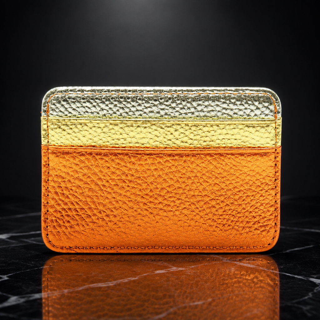 Faux Leather Metallic RFID-Blocking Wallet
