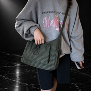 Plaid Drawstring Commuter Shoulder Bag