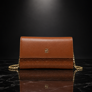 Faux Leather Chain-Strap Clutch Bag